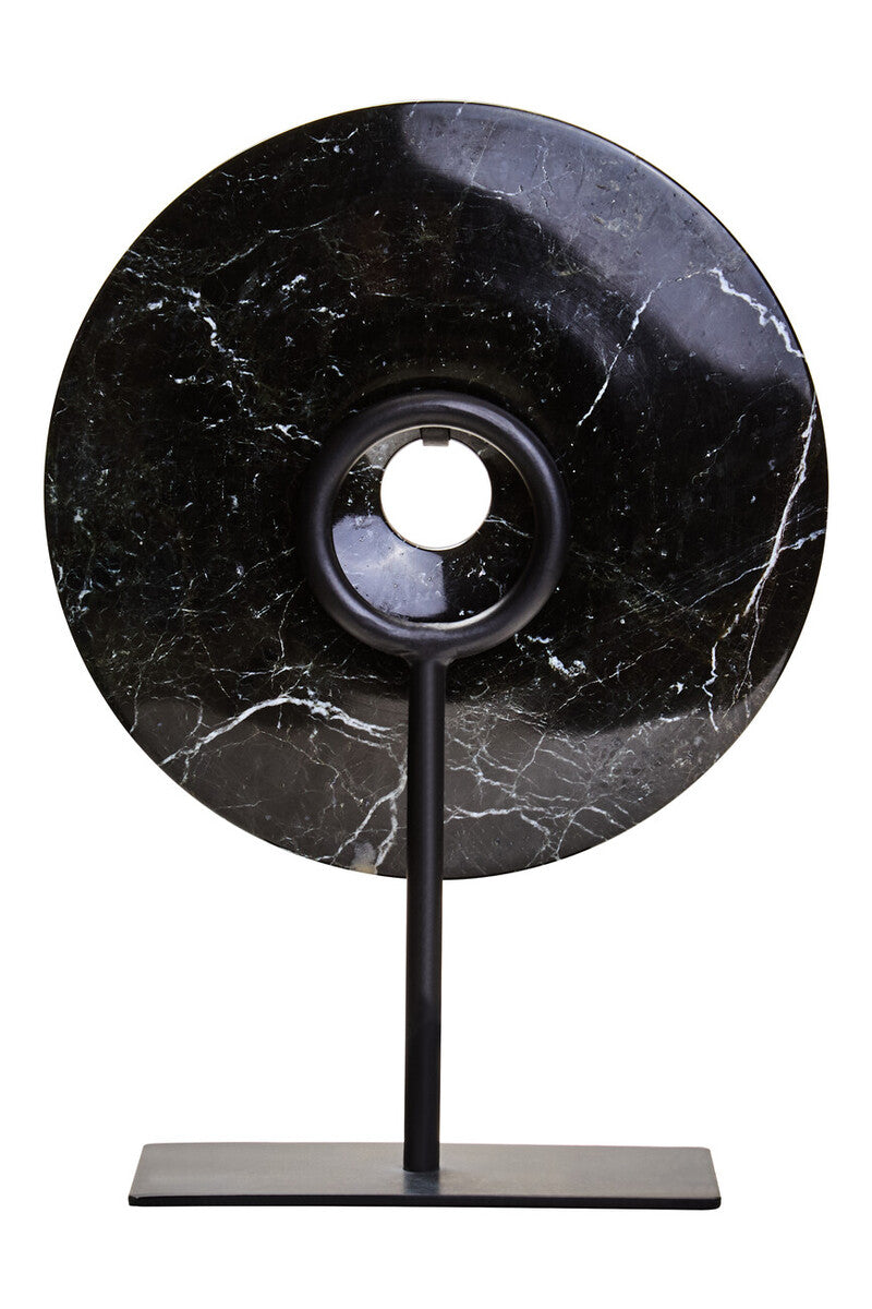 Small Black Marble Round Dia 20cm Disc Sculpture | Salmo