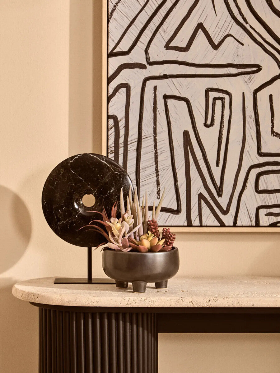 Small Black Marble Round Dia 20cm Disc Sculpture | Salmo