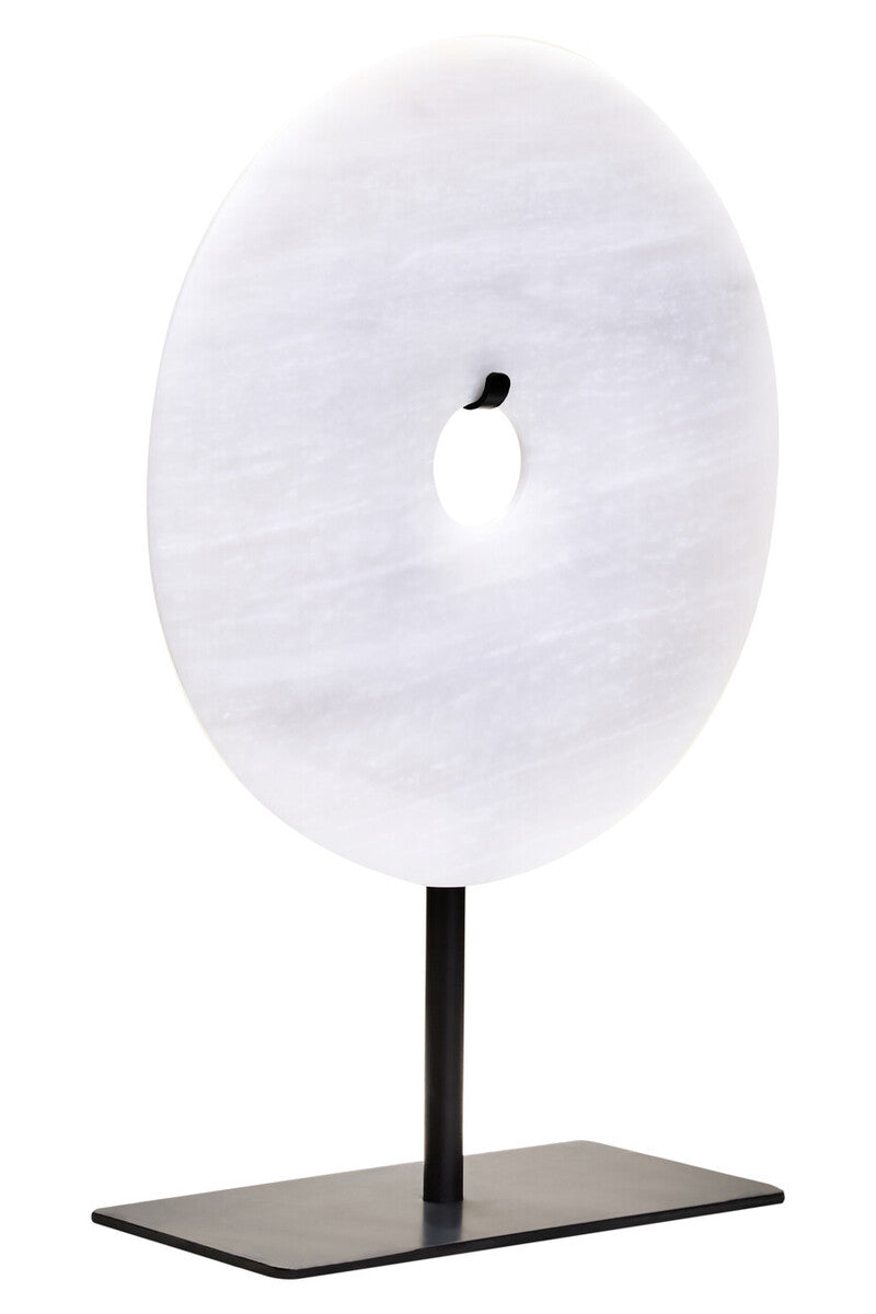 Small Round Dia 20cm Grey Marble Disc Sculpture | Zoro