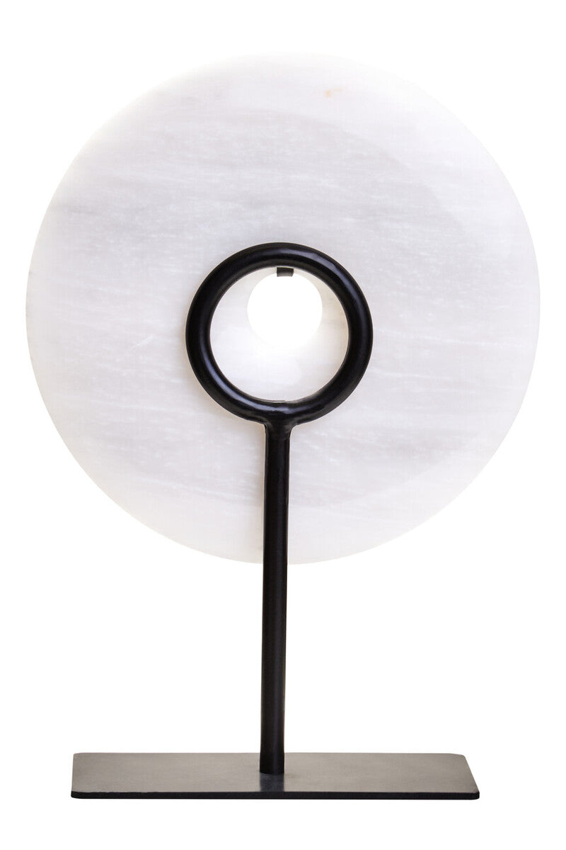 Small Round Dia 20cm Grey Marble Disc Sculpture | Zoro