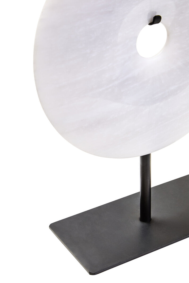 Small Round Dia 20cm Grey Marble Disc Sculpture | Zoro