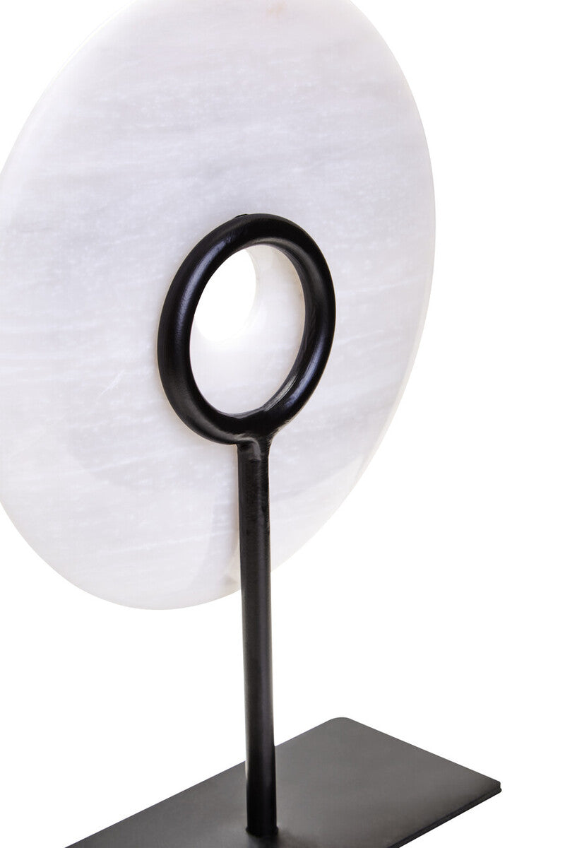 Small Round Dia 20cm Grey Marble Disc Sculpture | Zoro