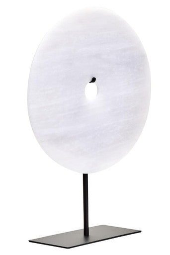 Large Round Dia 30cm Grey Marble Disc Sculpture | Zoro