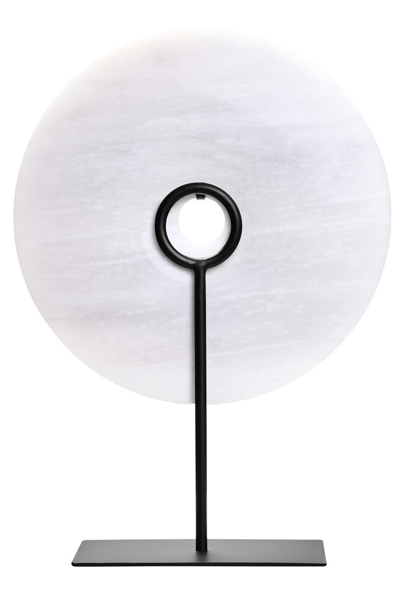 Large Round Dia 30cm Grey Marble Disc Sculpture | Zoro