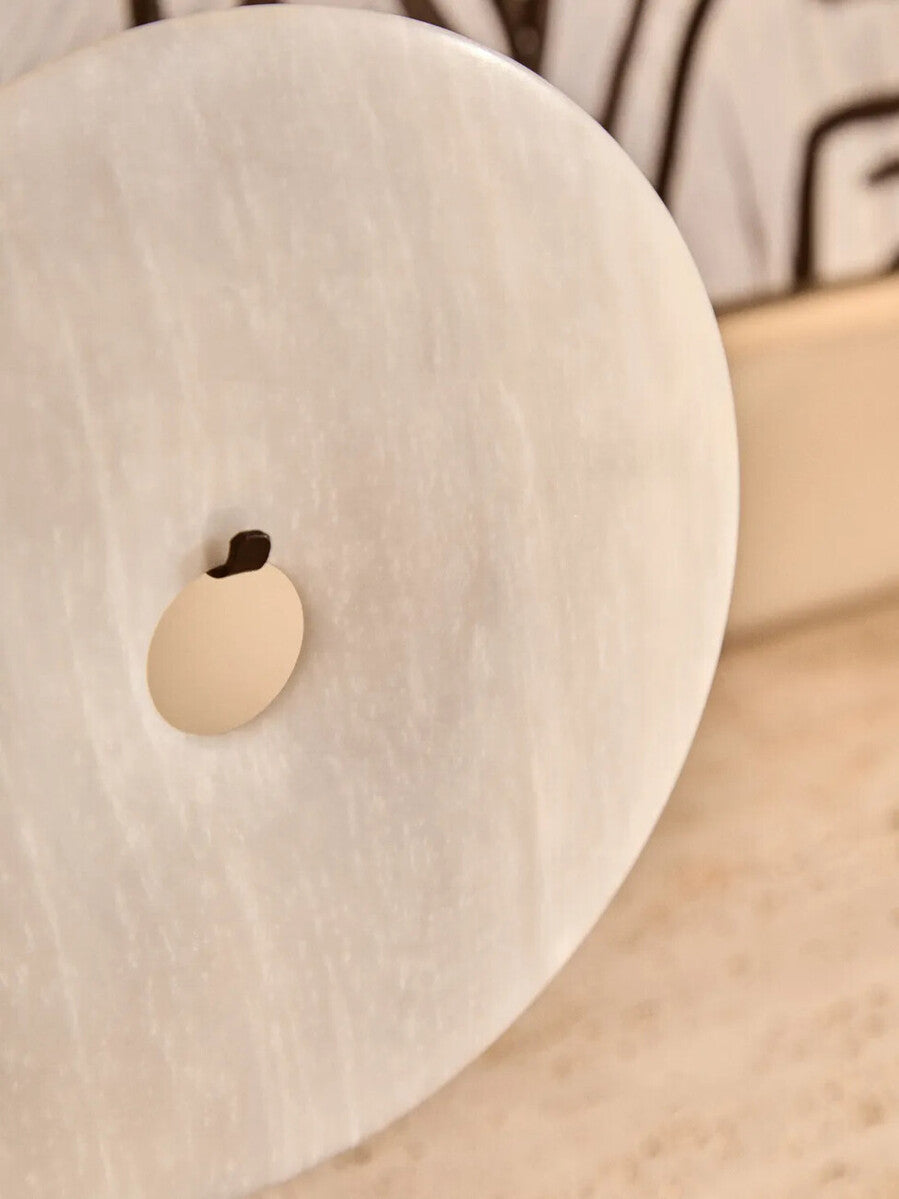 Large Round Dia 30cm Grey Marble Disc Sculpture | Zoro
