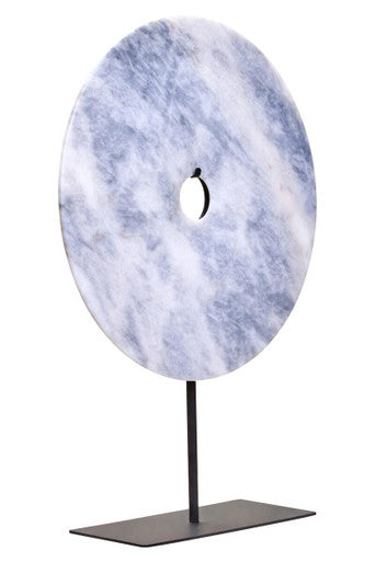 Extra Large Round Dia 35cm Grey Marble Disc Sculpture | Zoro