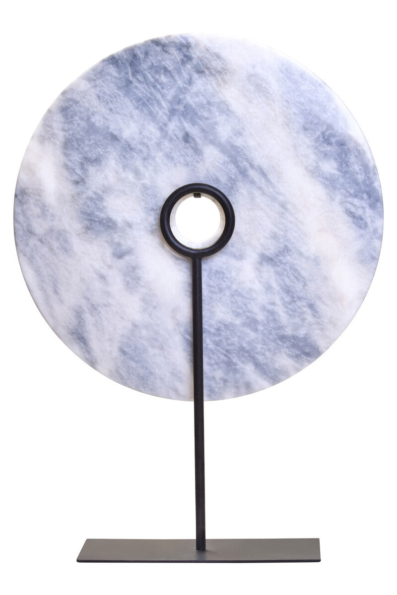 Extra Large Round Dia 35cm Grey Marble Disc Sculpture | Zoro