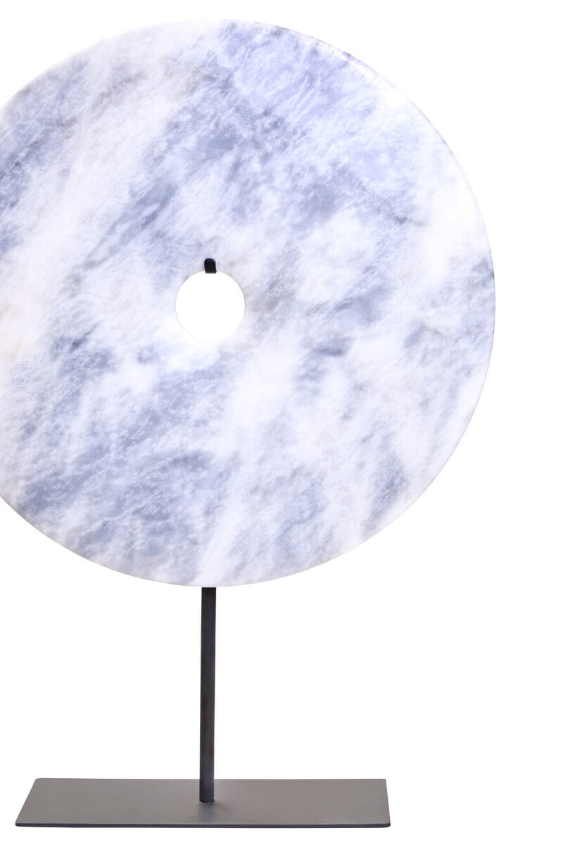 Extra Large Round Dia 35cm Grey Marble Disc Sculpture | Zoro