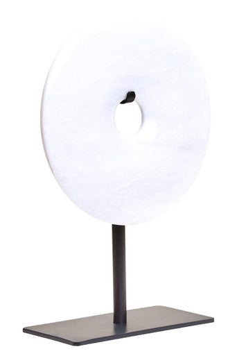 Extra Small Round Dia 15cm White Marble Disc Sculpture | Zoro