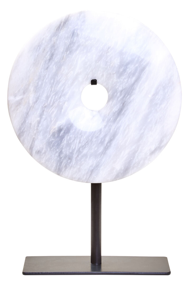 Small Round Dia 20cm White Marble Disc Sculpture | Zoro