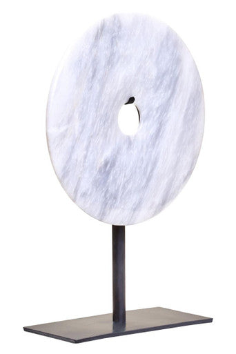Small Round Dia 20cm White Marble Disc Sculpture | Zoro
