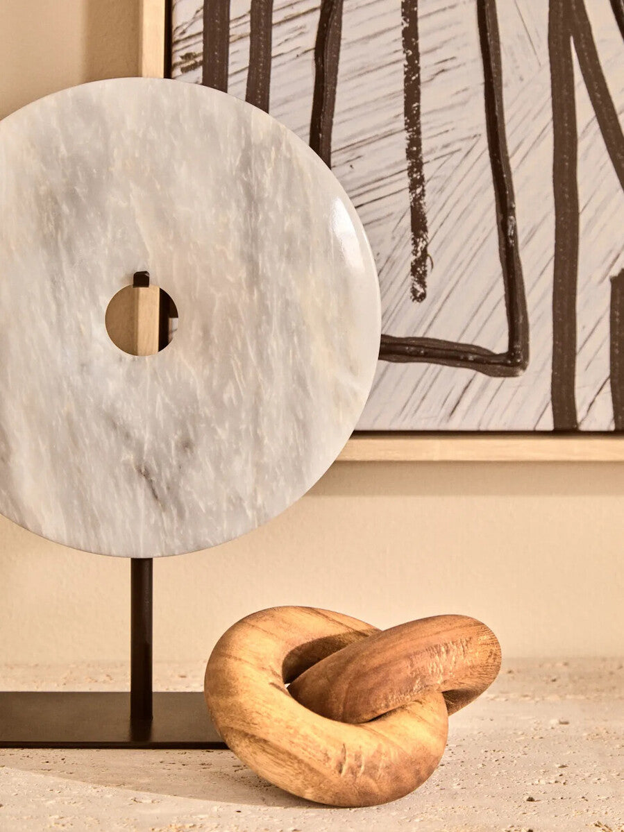 Small Round Dia 20cm White Marble Disc Sculpture | Zoro