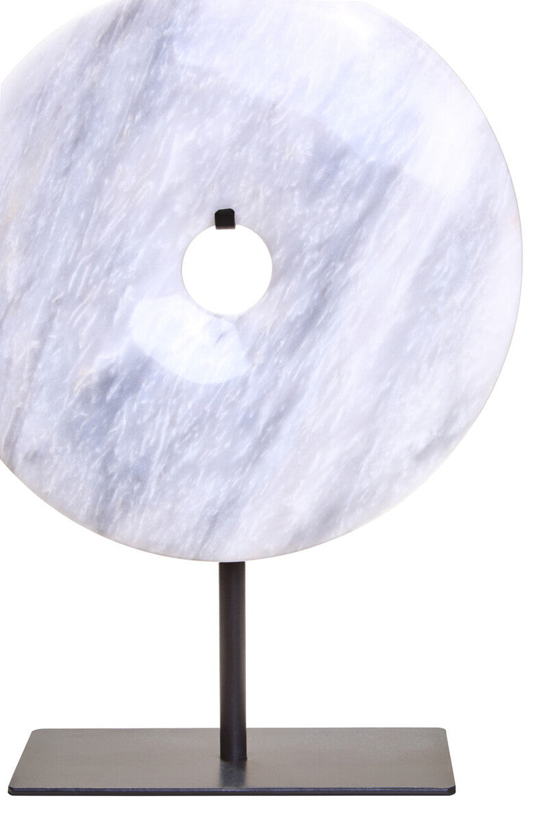 Small Round Dia 20cm White Marble Disc Sculpture | Zoro
