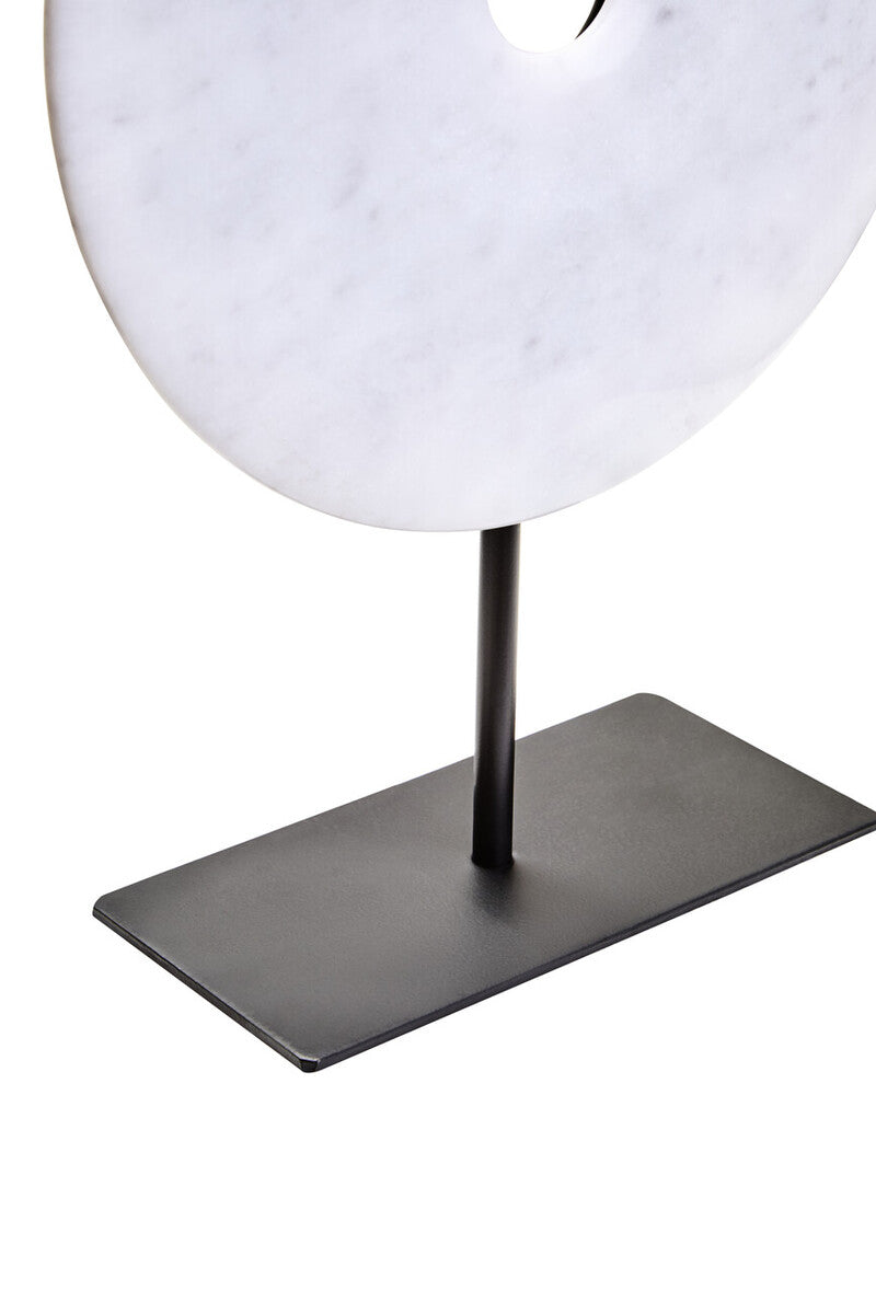 Medium Round Dia 25cm White Marble Disc Sculpture | Zoro