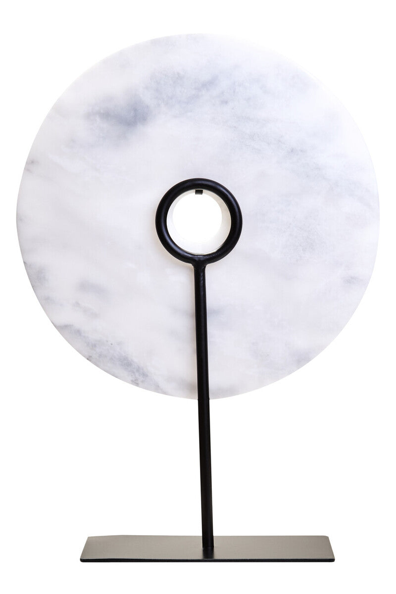 Large Round Dia 30cm White Marble Disc Sculpture | Zoro