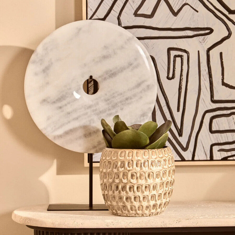 Extra Large Round Dia 35cm White Marble Disc Sculpture | Zoro