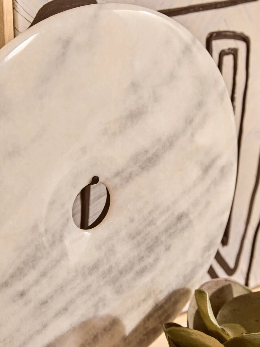 Extra Large Round Dia 35cm White Marble Disc Sculpture | Zoro
