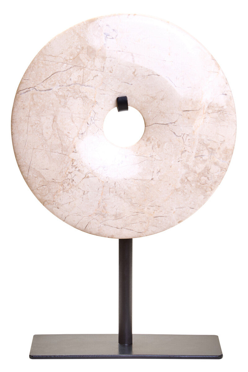 Extra Small Cream Marble Round Dia 15cm Disc Sculpture | Zoro