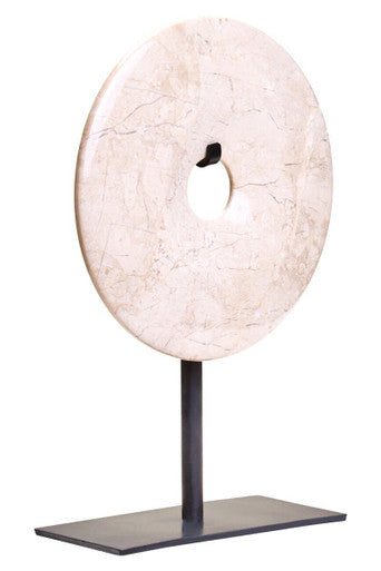 Extra Small Cream Marble Round Dia 15cm Disc Sculpture | Zoro