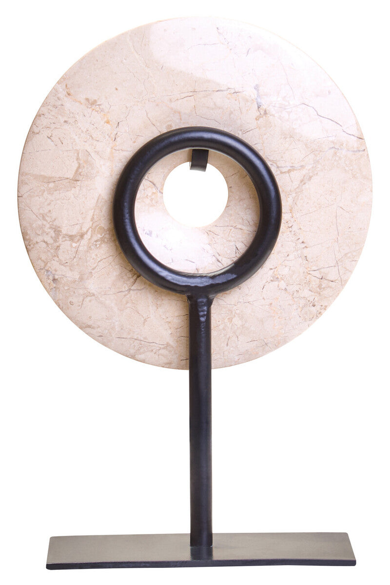 Extra Small Cream Marble Round Dia 15cm Disc Sculpture | Zoro