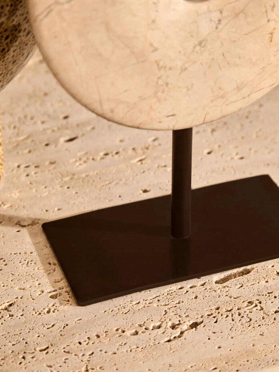 Extra Small Cream Marble Round Dia 15cm Disc Sculpture | Zoro