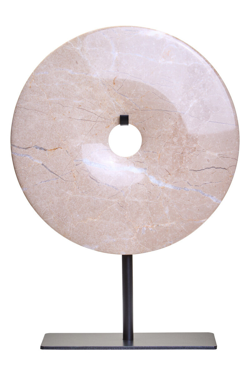 Small Cream Marble Round Dia 20cm Disc Sculpture | Zoro