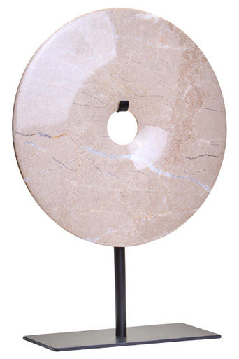 Small Cream Marble Round Dia 20cm Disc Sculpture | Zoro