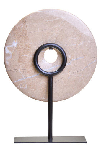 Small Cream Marble Round Dia 20cm Disc Sculpture | Zoro