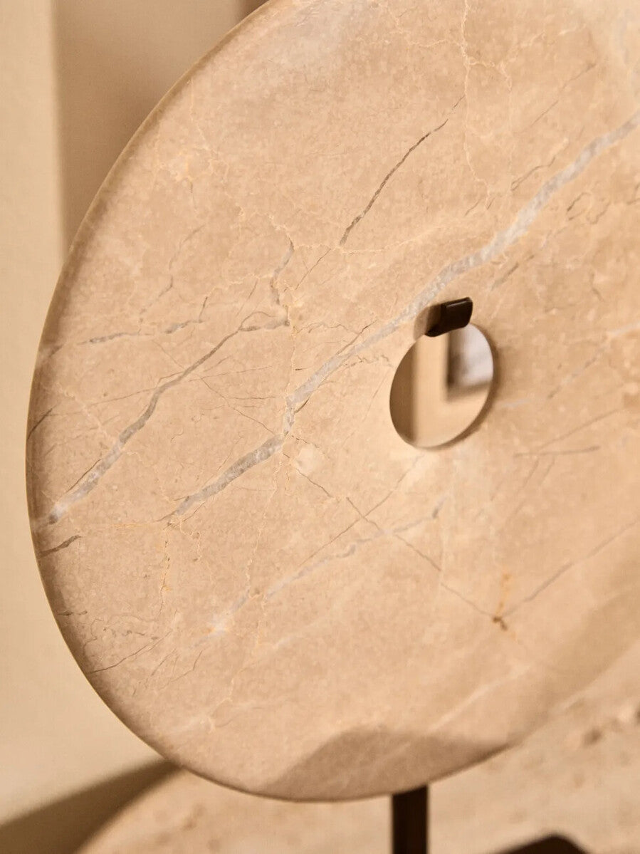 Small Cream Marble Round Dia 20cm Disc Sculpture | Zoro