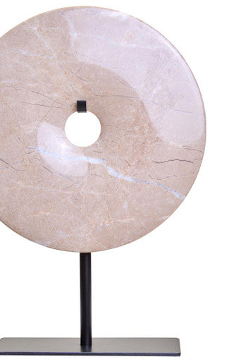 Small Cream Marble Round Dia 20cm Disc Sculpture | Zoro