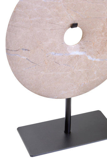 Small Cream Marble Round Dia 20cm Disc Sculpture | Zoro