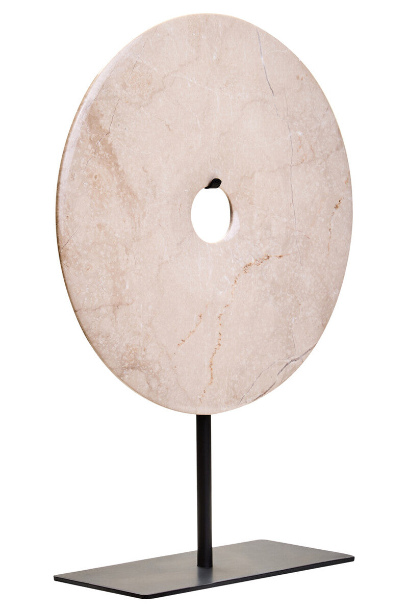 Medium Cream Marble Round Dia 25cm Disc Sculpture | Zoro