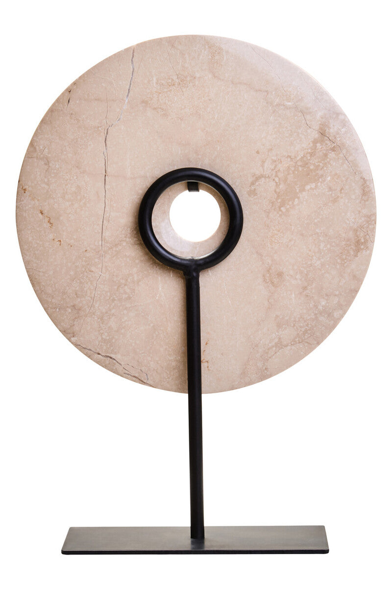 Medium Cream Marble Round Dia 25cm Disc Sculpture | Zoro
