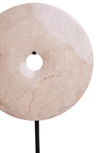 Medium Cream Marble Round Dia 25cm Disc Sculpture | Zoro