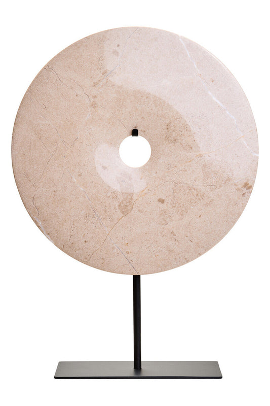 Large Cream Marble Round Dia 30cm Disc Sculpture | Zoro