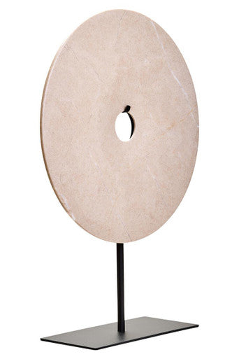 Large Cream Marble Round Dia 30cm Disc Sculpture | Zoro