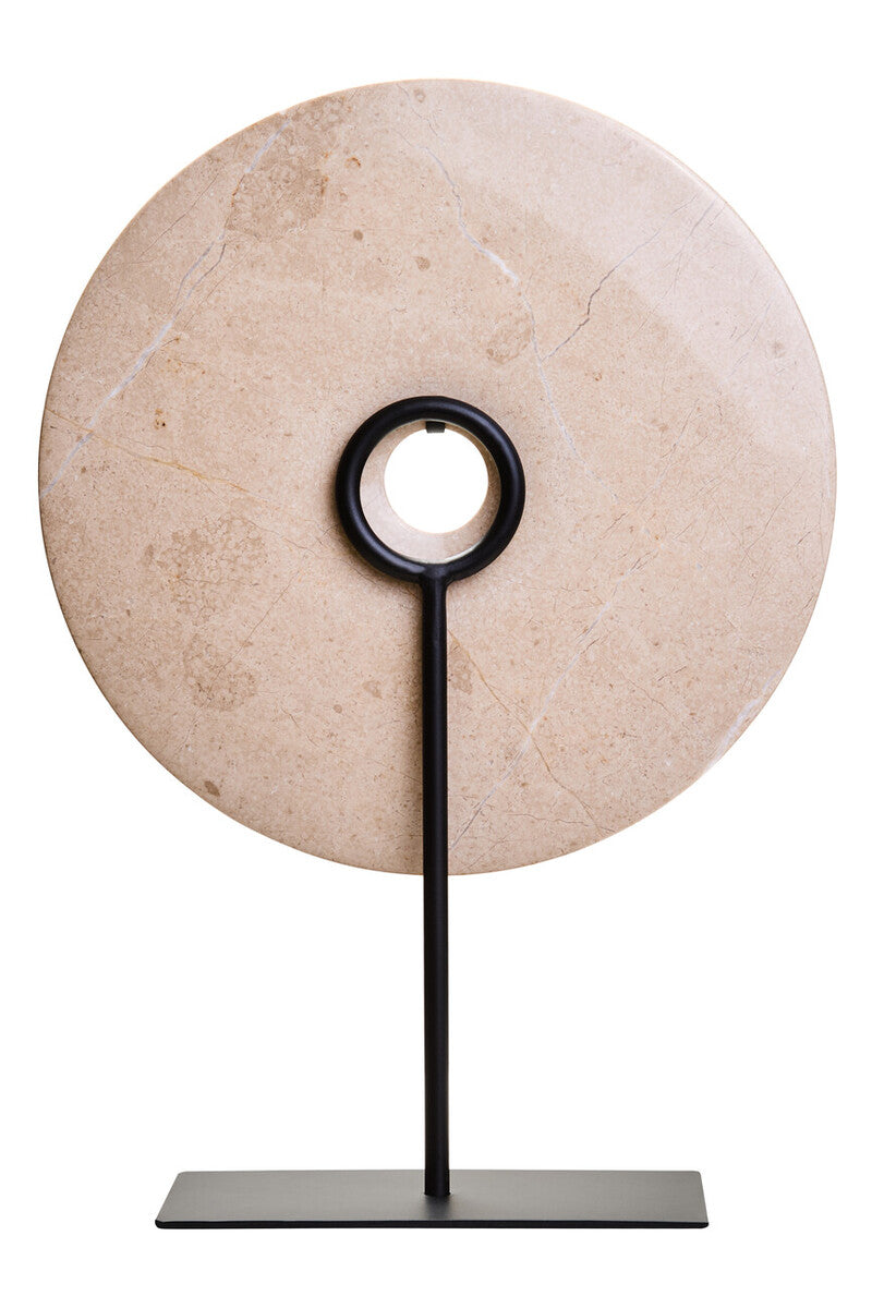 Large Cream Marble Round Dia 30cm Disc Sculpture | Zoro
