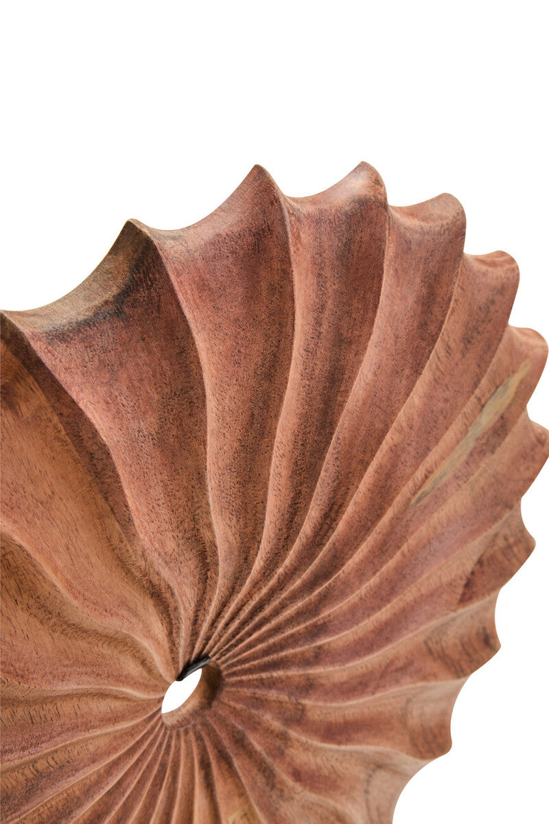 Natural Wood Round Sculpture with Travertine Base | Westo