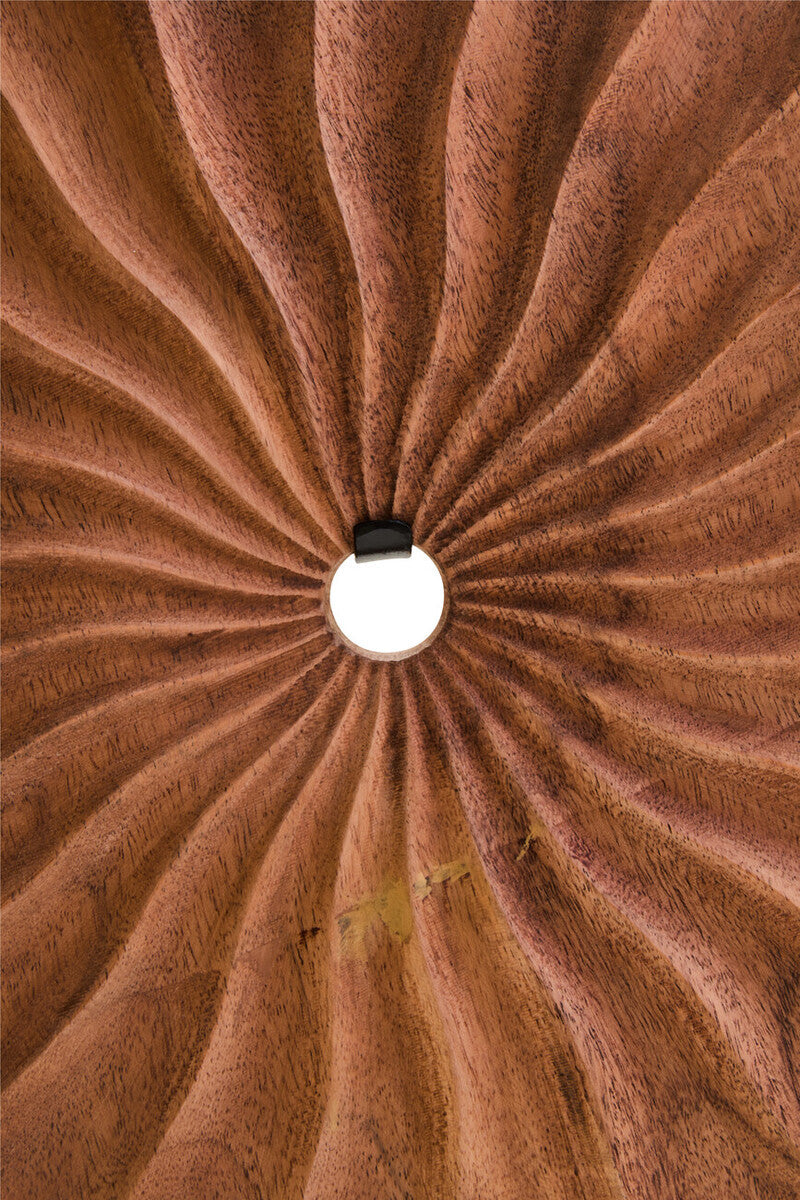 Natural Wood Round Sculpture with Travertine Base | Westo