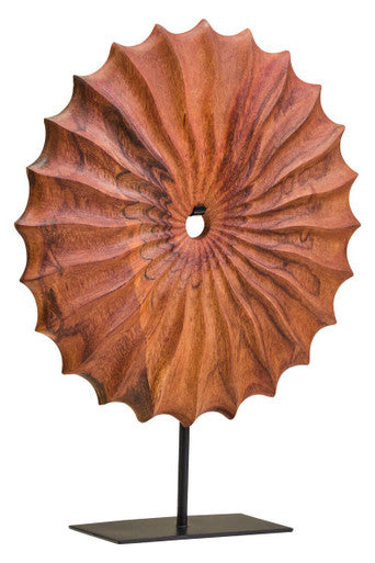 Brown Wood Round Sculpture with Black Base | Westo