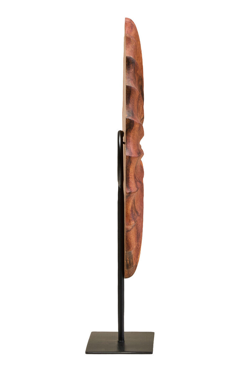 Brown Wood Round Sculpture with Black Base | Westo