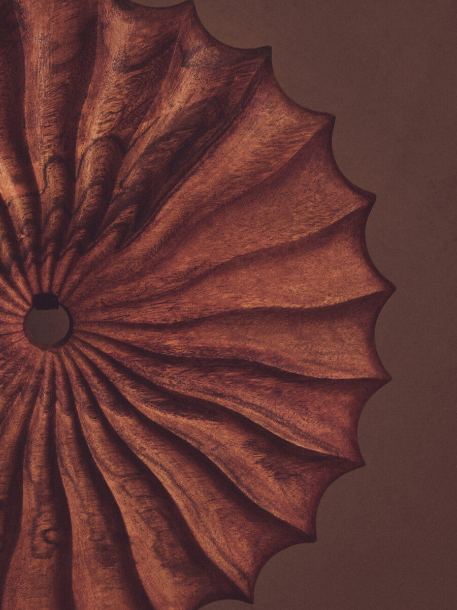 Brown Wood Round Sculpture with Black Base | Westo