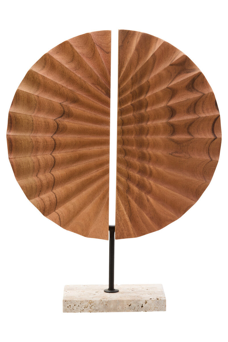 Natural Wood Sculpture with Travertine Base | Westo