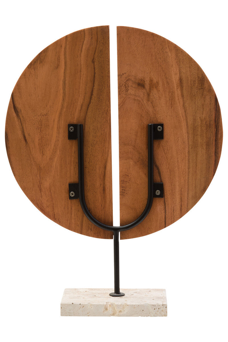 Natural Wood Sculpture with Travertine Base | Westo