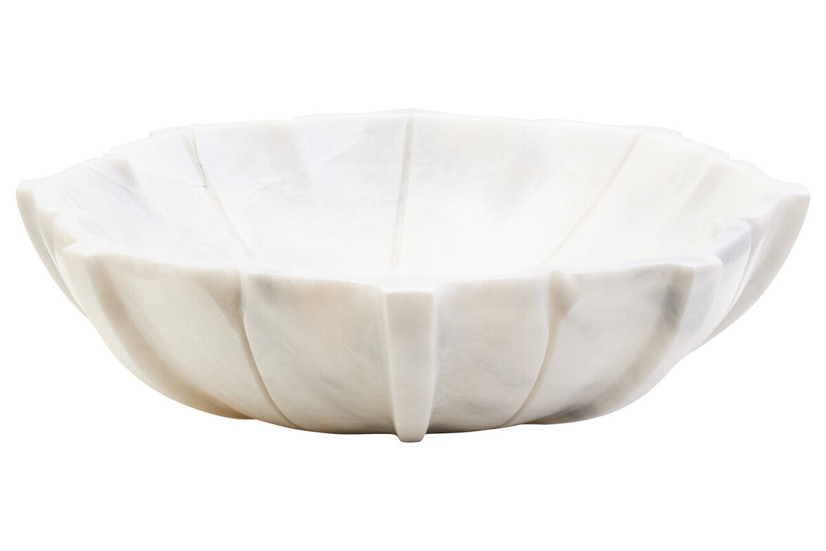 Large White Marble Lotus Bowl | Zoro