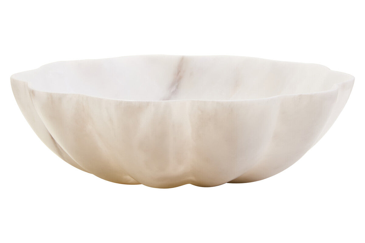 Medium White Marble Scalloped Bowl | Zoro