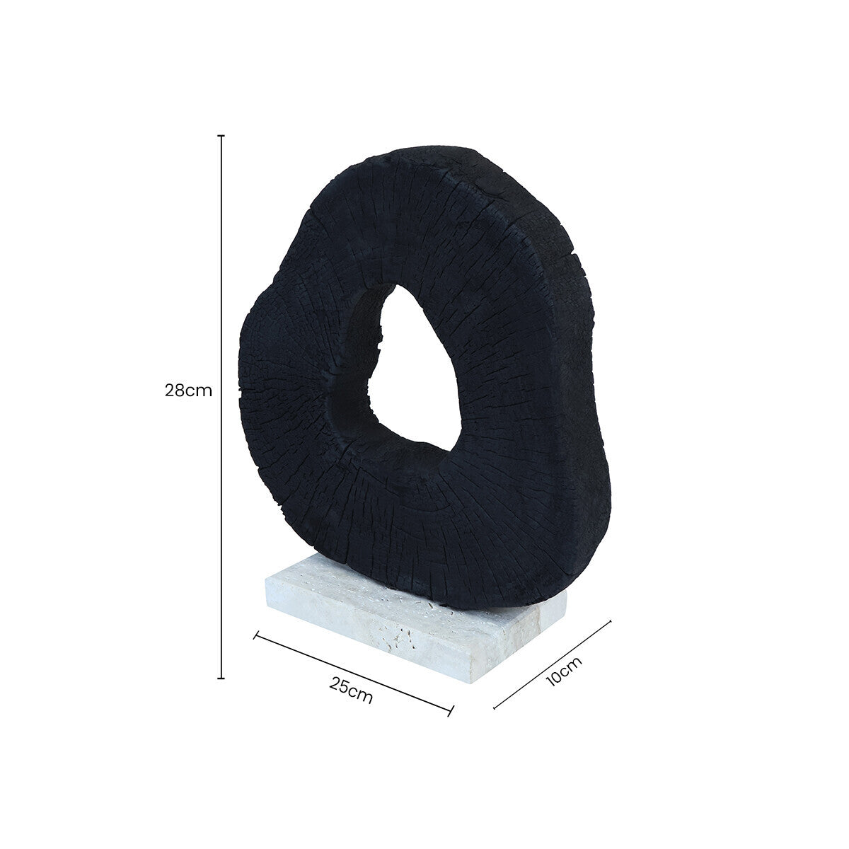 Black Mango Wood Sculpture with Travertine Base | Tibor
