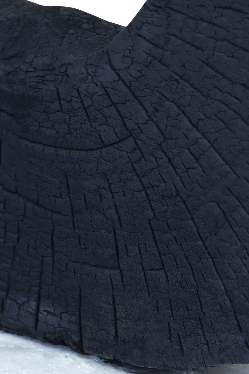 Black Mango Wood Sculpture with Travertine Base | Tibor
