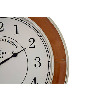 58cm Dia Tan Genuine Leather Large Wall Clock | Churchill