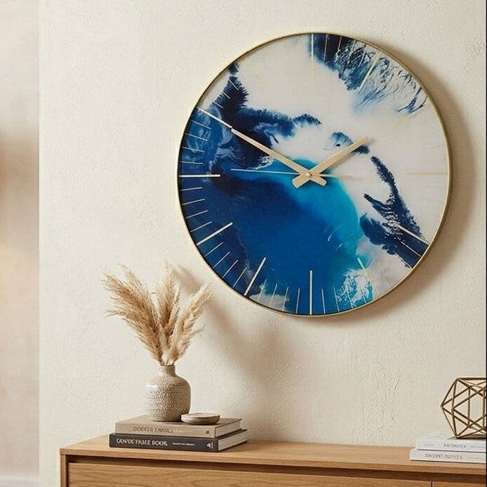 45cm Dia Blue Abstract Wall Clock | Celina